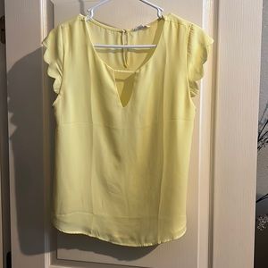 Yellow Scalloped Sleeve Blouse